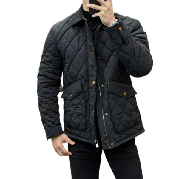 Lapel Cotton Coat Men's FallWinter Slim Diamond Versatile Cotton Coat - Image 5