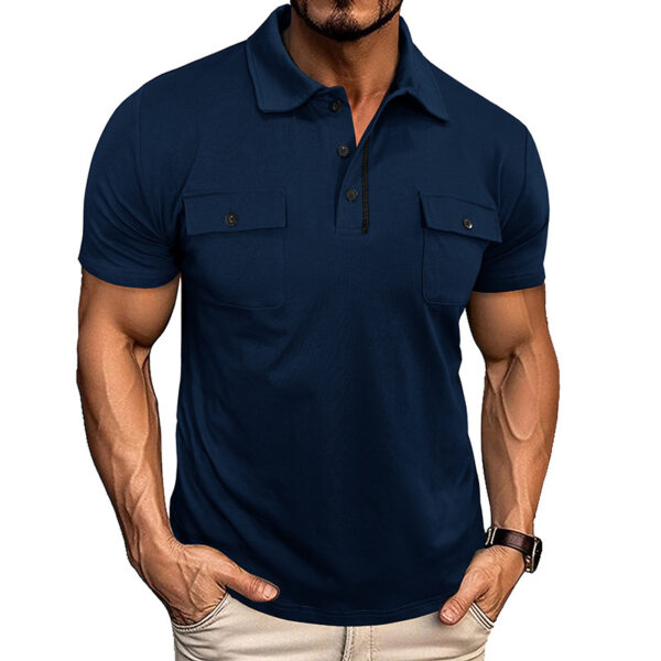 Summer Lapel Button Polo Shirt With Pockets Outdoor Fashion Short Sleeve Tops For Men Clothing - Image 5