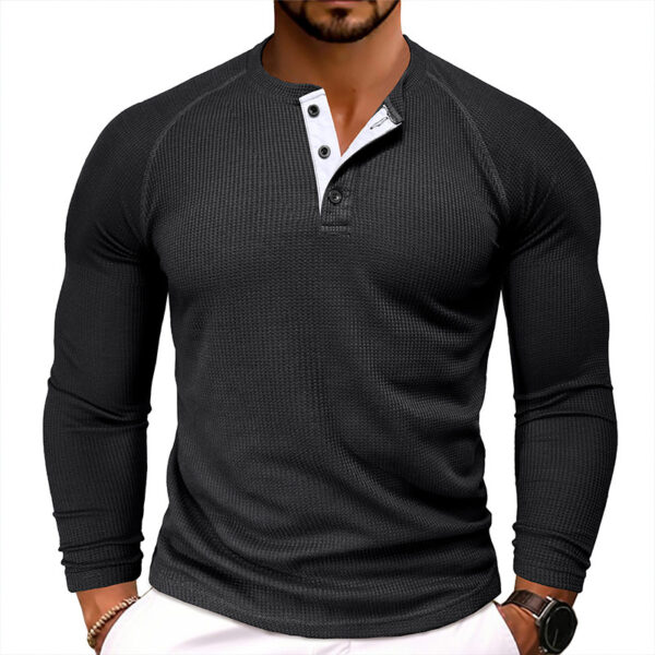 Men's Round Neck Waffle Casual T-shirt - Image 4