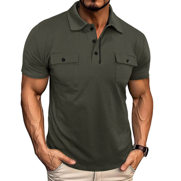 Summer Lapel Button Polo Shirt With Pockets Outdoor Fashion Short Sleeve Tops For Men Clothing - Image 8