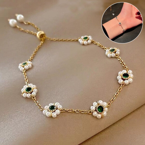 Pearl Flowers Bracelet All-match Fashion Adjustable Chain Bracelet - Image 4