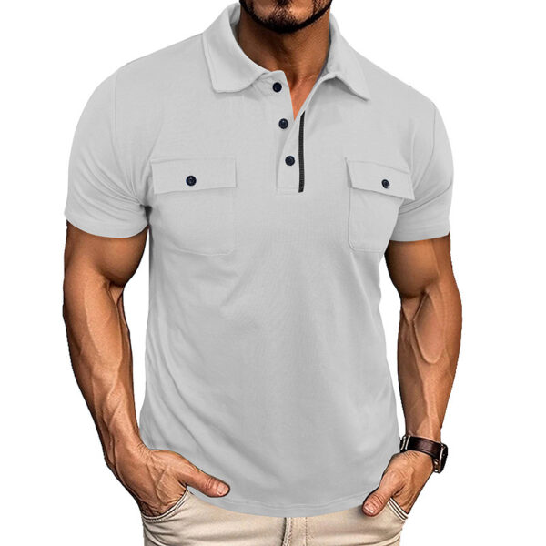 Summer Lapel Button Polo Shirt With Pockets Outdoor Fashion Short Sleeve Tops For Men Clothing - Image 10