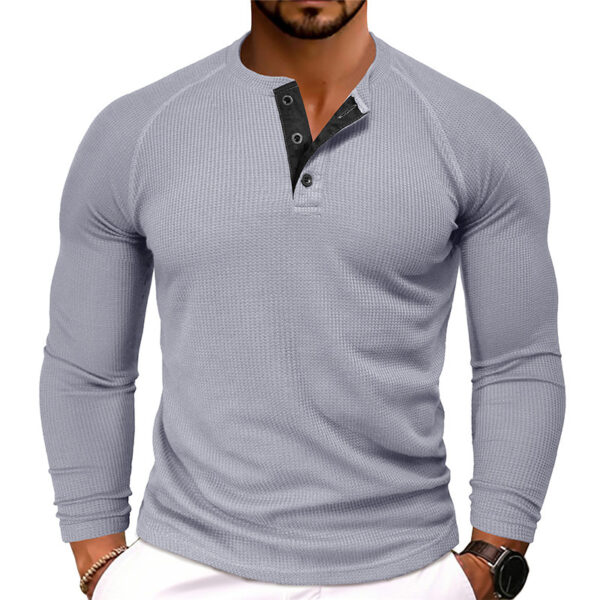 Men's Round Neck Waffle Casual T-shirt - Image 3