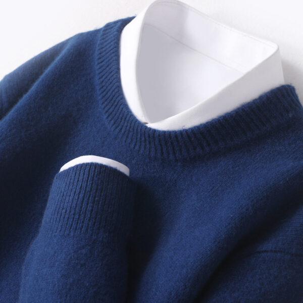 Men's Thickened Pullover Sheep Fur Sweater Loose Round Neck Solid Color Sweater - Image 9