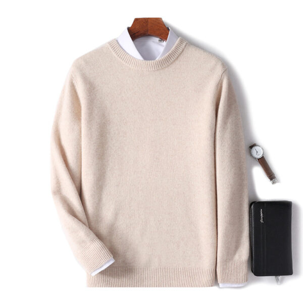 Men's Thickened Pullover Sheep Fur Sweater Loose Round Neck Solid Color Sweater