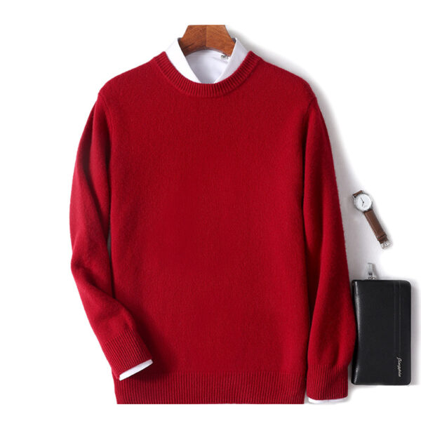 Men's Thickened Pullover Sheep Fur Sweater Loose Round Neck Solid Color Sweater - Image 4