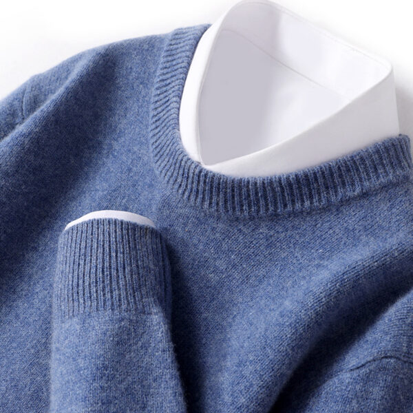 Men's Thickened Pullover Sheep Fur Sweater Loose Round Neck Solid Color Sweater - Image 3