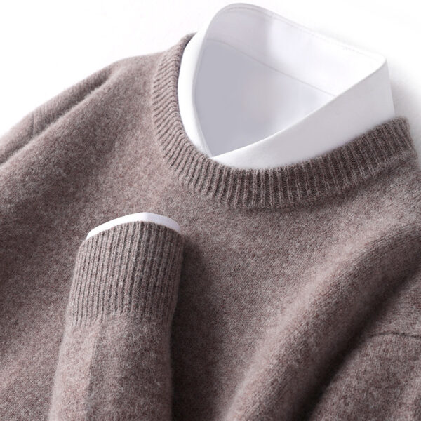 Men's Thickened Pullover Sheep Fur Sweater Loose Round Neck Solid Color Sweater - Image 8