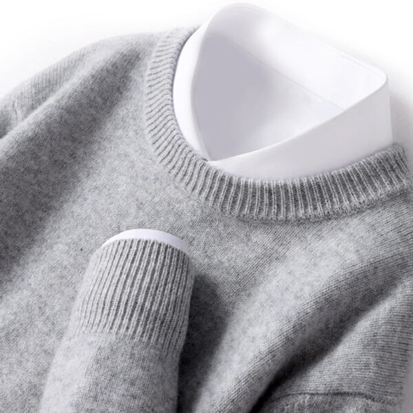 Men's Thickened Pullover Sheep Fur Sweater Loose Round Neck Solid Color Sweater - Image 6