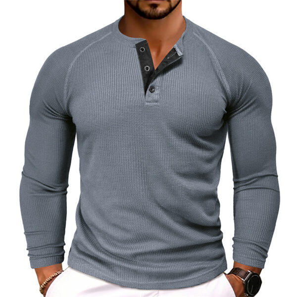 Men's Round Neck Waffle Casual T-shirt - Image 7