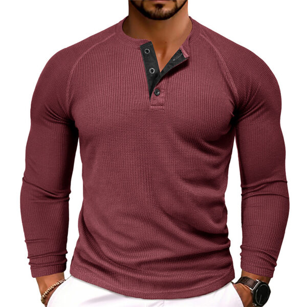 Men's Round Neck Waffle Casual T-shirt - Image 5