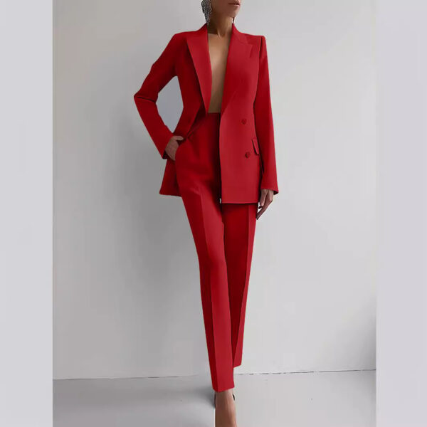 Casual Suits Fashion Long Sleeve Single-breasted Jacket Top And Slim Fit Trousers Women's Business Suits - Image 2