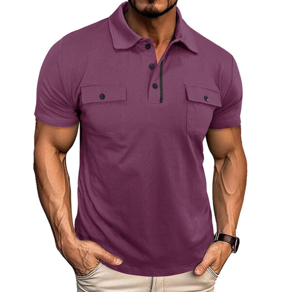 Summer Lapel Button Polo Shirt With Pockets Outdoor Fashion Short Sleeve Tops For Men Clothing - Image 6