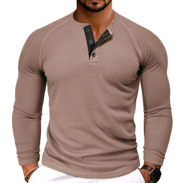 Men's Round Neck Waffle Casual T-shirt - Image 2