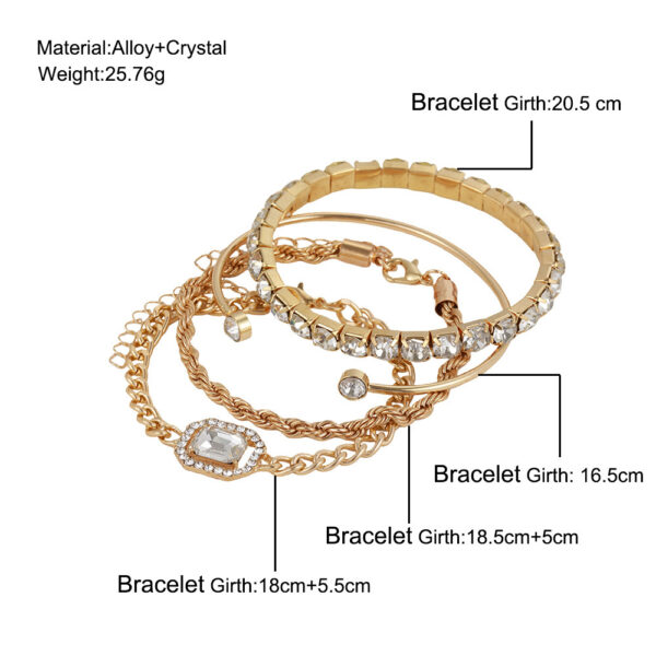 Fashion Jewelry 4 Pcs Crystal Bracelet Set Bohemian Design For Women Vintage Luxury Twisted Cuff Chains Armband Jewelry Accessories - Image 3