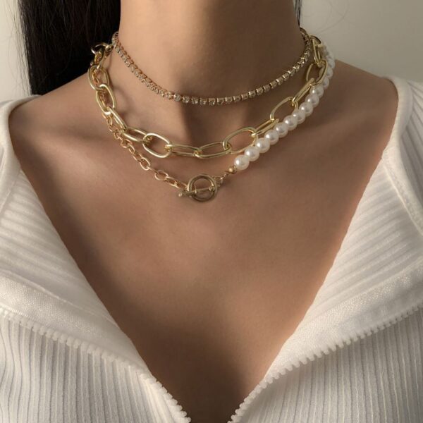 Retro Style Personality Pearl OT Buckle Necklace - Image 7
