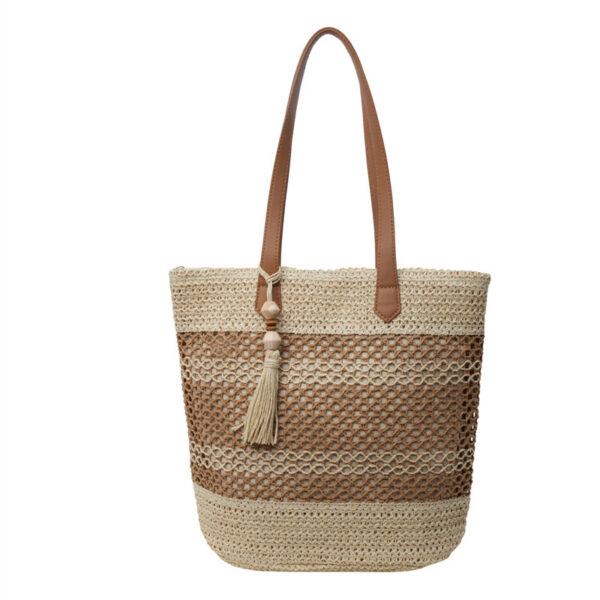 Summer Stripe Straw Sholder Bags With Tassel Pendant Fashion Large Capacity Seaside Vacation Beach Bags - Image 5