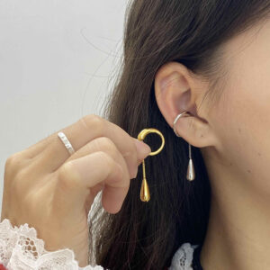 Water Drop Chain Ear Clip Female Simple Tassel